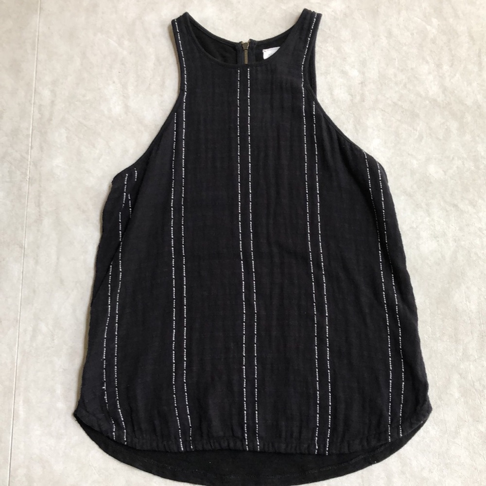 Lou & Grey Racerback High Neck Zip Detail Tank Top Black Womens - Picture 1 of 11